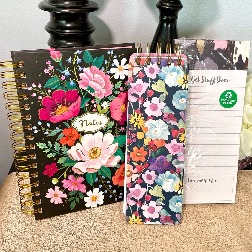 NWT FLORAL Hardcover Notebook/Journal Notepad Stationery Bundle
